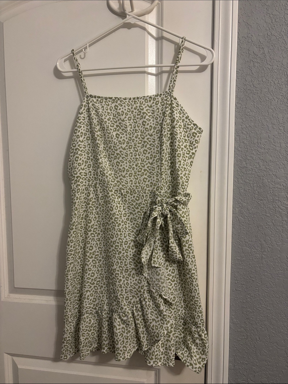 Altar’d State Light Green Leopard Print Tie-Waist Sundress